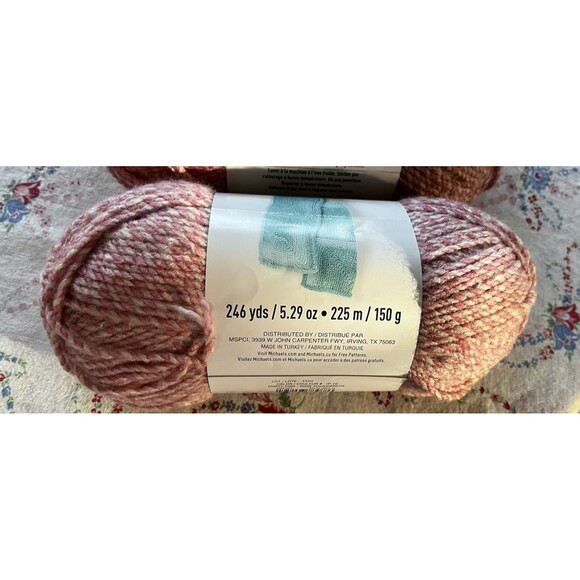 4 Skeins Loops & Threads Impressions Yarn- Dusty Rose 5.29 oz Bulky Acrylic - Picture 2 of 5